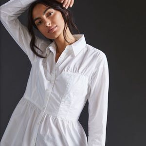 Anthropologie Maeve Corset seamed button down